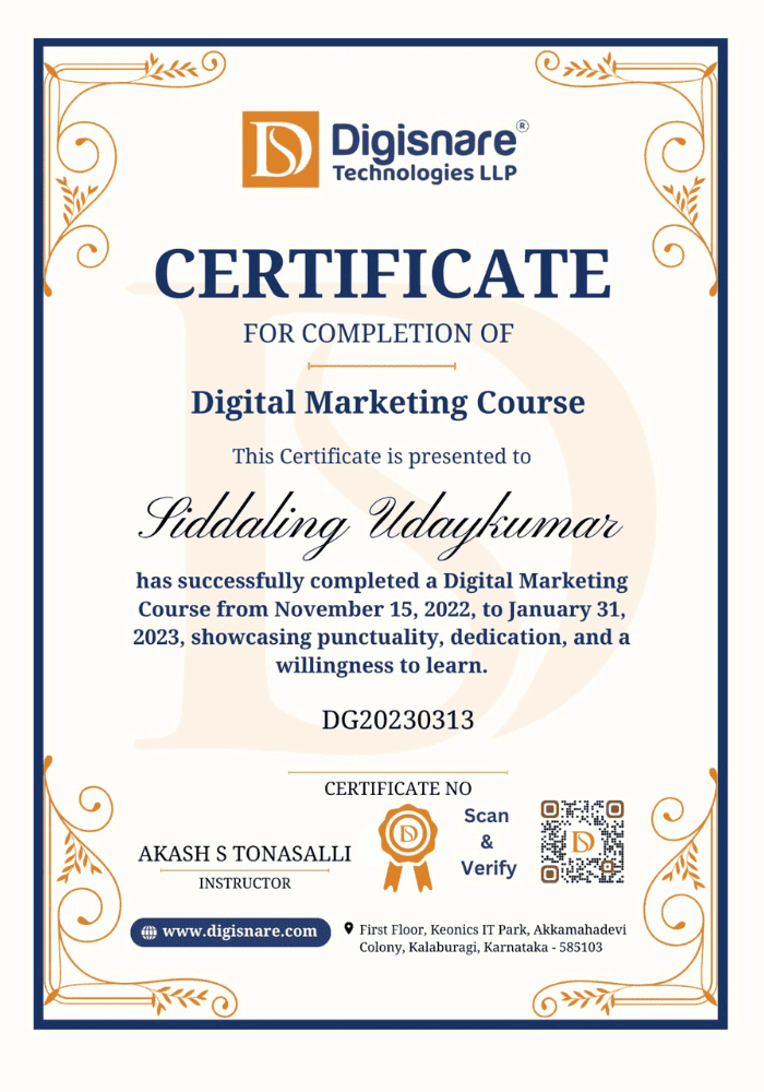 Digital Marketing Certificate Showcase